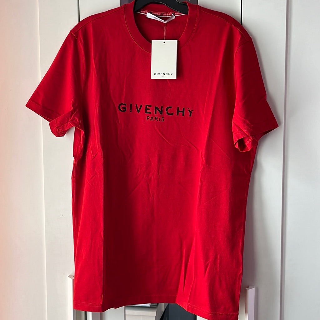 Givenchy Red Tee Black Logo