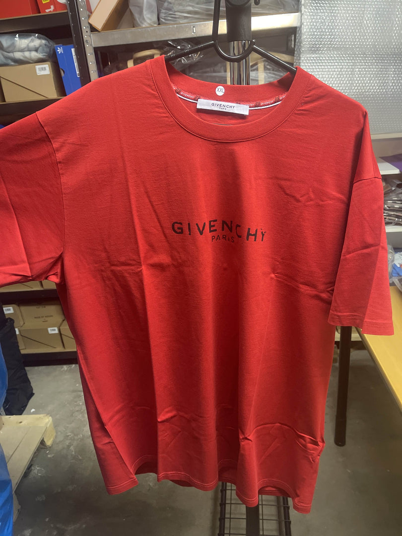 Givenchy Red Tee Black Logo