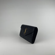 YSL Cassandre Chain Wallet In Grain Leather